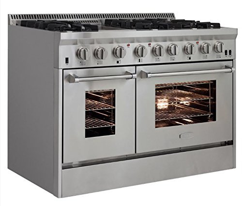 AGA APRO48DFSS 48" Professional Dual Fuel Range with RapidBake Convection, Stainless Steel N7