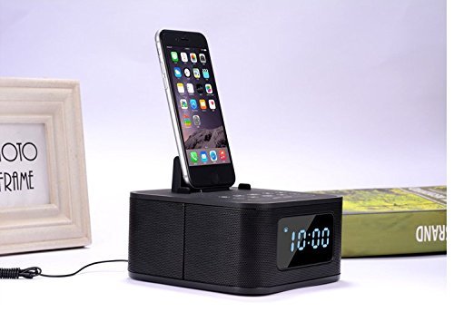 IRISTIME Wireless Bluetooth Speaker Radio Alarm Clock Loundspeaker Dock For Ipod/iphone(s1pro black)