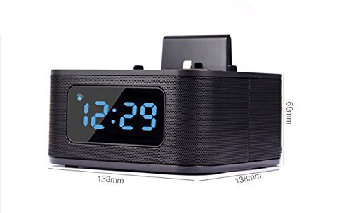 IRISTIME Wireless Bluetooth Speaker Radio Alarm Clock Loundspeaker Dock For Ipod/iphone(s1pro black) N2