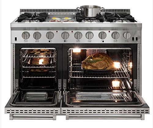 AGA APRO48DFSS 48" Professional Dual Fuel Range with RapidBake Convection, Stainless Steel N9