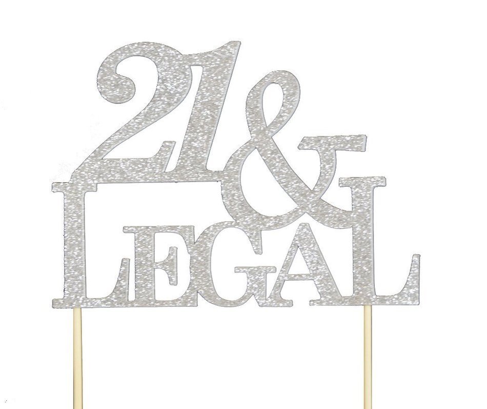 All About Details Silver 21-&-legal Cake Topper