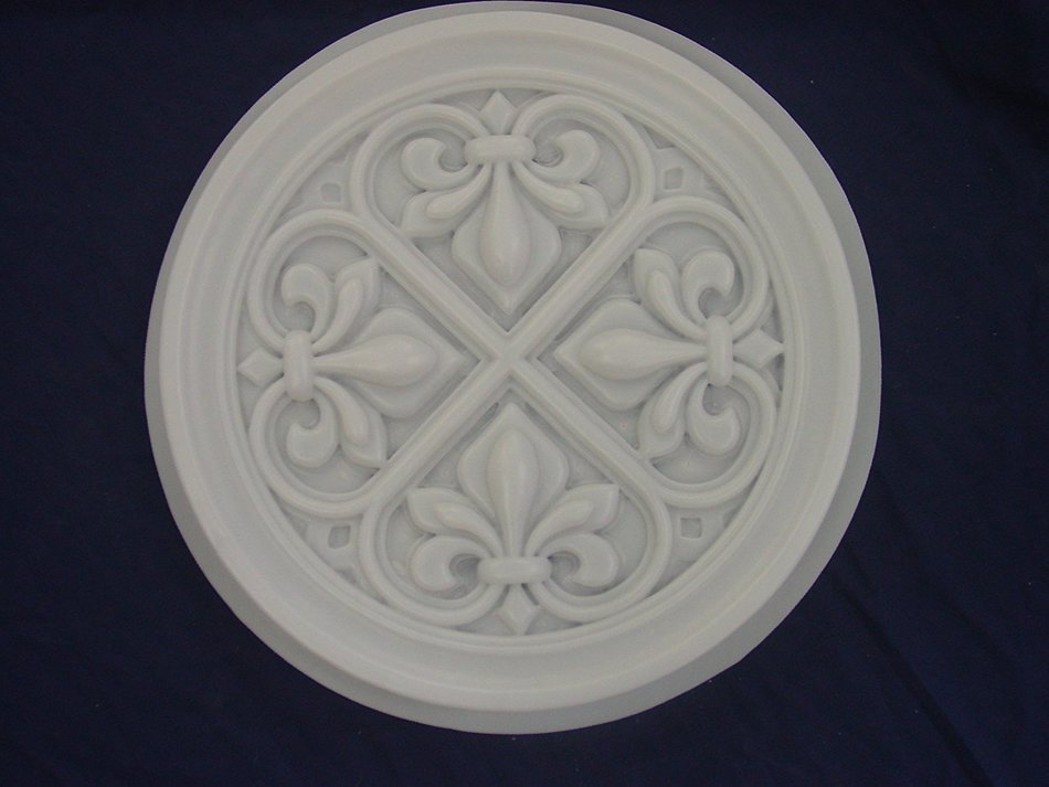 Huge Round Fleur De Lis Concrete Plaster Stepping Stone Mold 1095