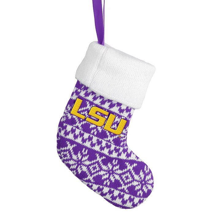 NCAA LSU Tigers ORNAMENT STOCKING KNIT Metal License Plate Christmas Ornament Foam Ugly Sweater Bundle 3 Pack... N2