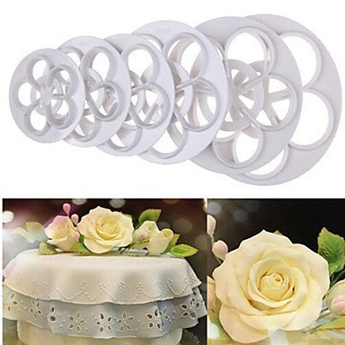 Sher 6Pcs Roses DIY Cutting Mould Double Sugar Cake Decoration Mold N3