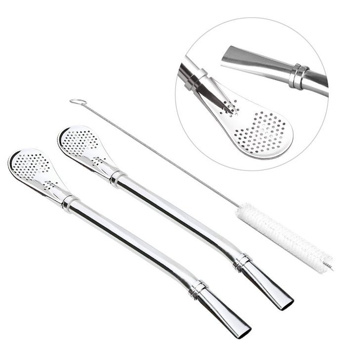 GFDesign Yerba Mate Bombilla Gourd Drinking Filter Straws Stirrer Food-Grade 18/8 Stainless Steel - Set of 2 with... N21
