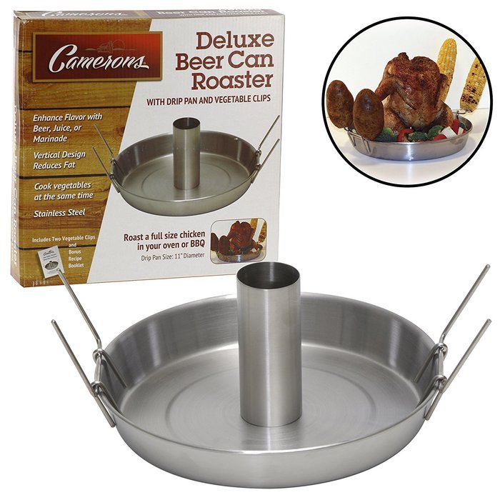 Beer Can Roaster - Stainless Steel Chicken Beeroaster Deluxe with Recipe Guide - Cooks Meat and Vegetables at... N3
