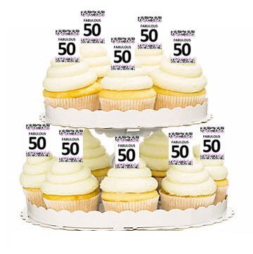 Cakesupplyshop Item#0162y - 12pack 50th Birthday Cupcake Decoration Picks - Pink Floral
