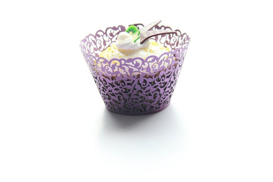 Kuke 24 pcs Vine Filigree Lace Laser Cut Cupcake Wrappers Cupcake Liners Muffin Container for Baby Shower Baby... N5