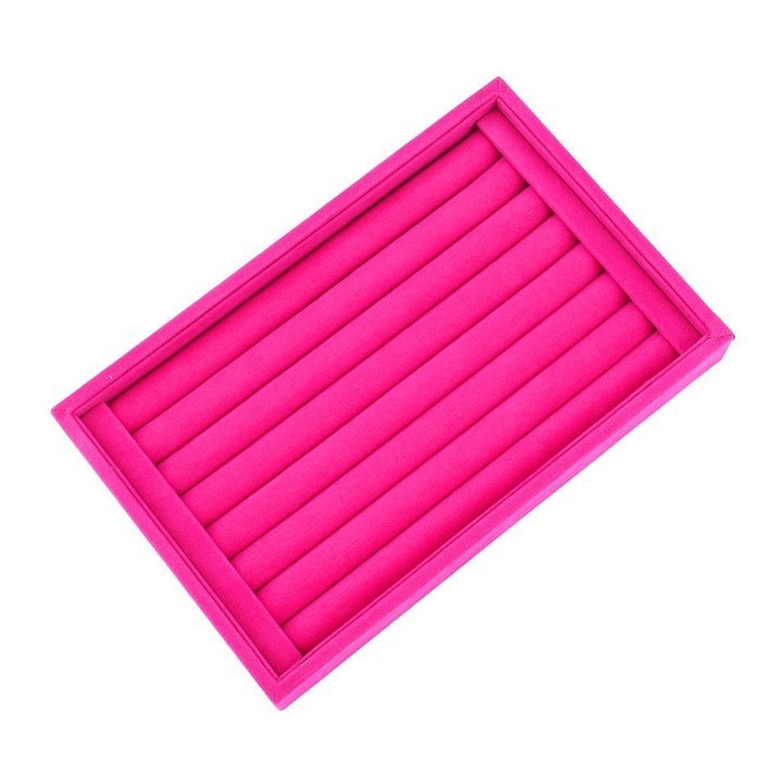 Oligex(TM) Velvet Jewelry Ring Earrings Cufflinks Display Box Storage Case Holder Organizer T Bar 1PCS PINK BLACK... N2