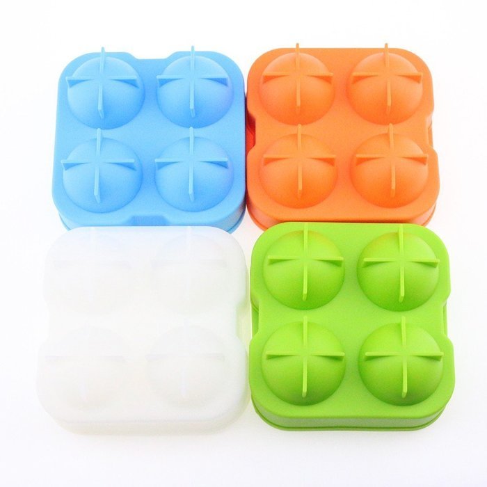 MAXGOODS Popular Silicone Round Ice Balls Freeze Maker Tray Four Large ...