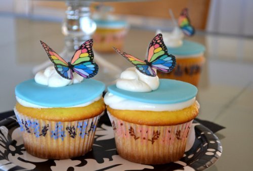 Edible Butterflies &copy; - Small Rainbow Monarchs Set of 24 - Cake and Cupcake Toppers, Decoration N3