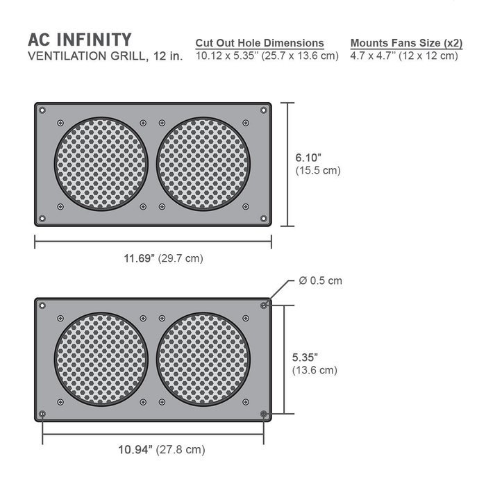 AC Infinity White Ventilation Grill 12", for PC Computer AV Electronic Cabinets, replacement grill for AIRPLATE... N2