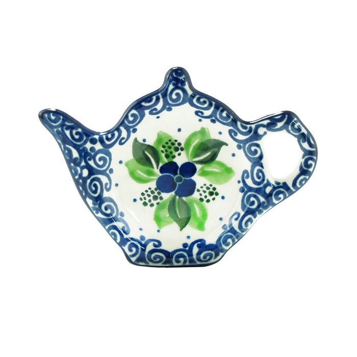 Polish Pottery Teapot Teabag Holder Boleslawiec Poland Traditional Stoneware Pattern 766-1417