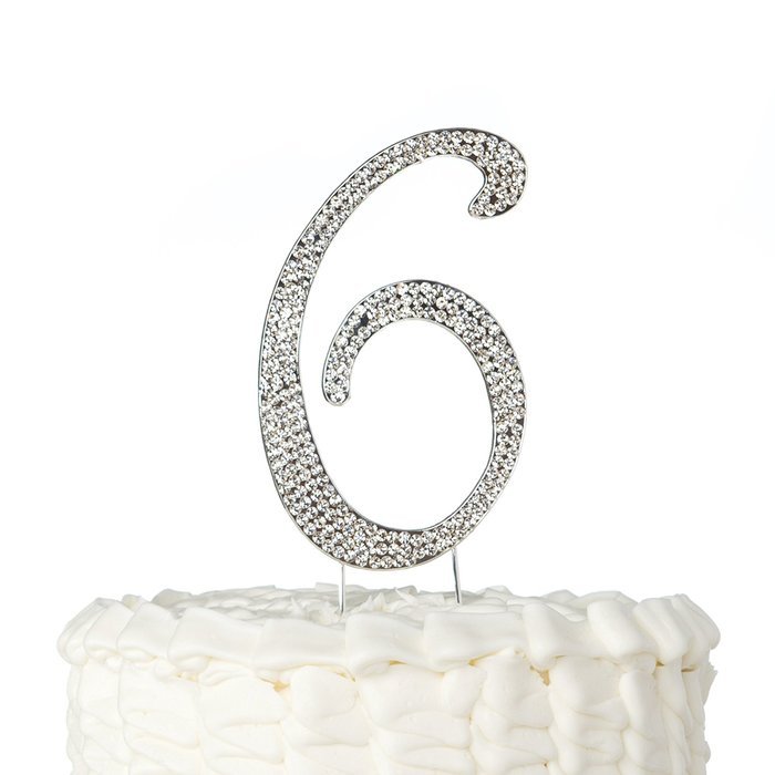 Number 7 Cake Topper, Birthday or Anniversary Party Decoration, Rhinestone Metal Top (7) N3