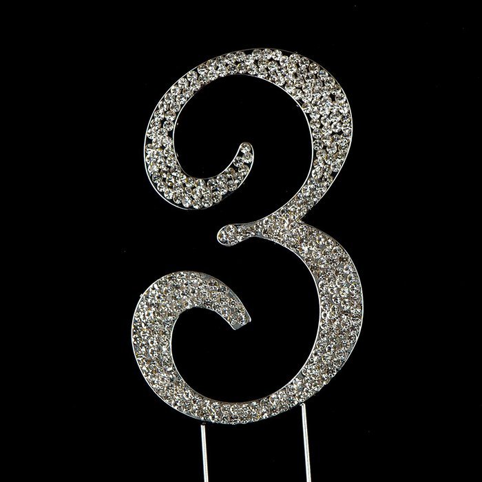 Number 7 Cake Topper, Birthday or Anniversary Party Decoration, Rhinestone Metal Top (7) N4