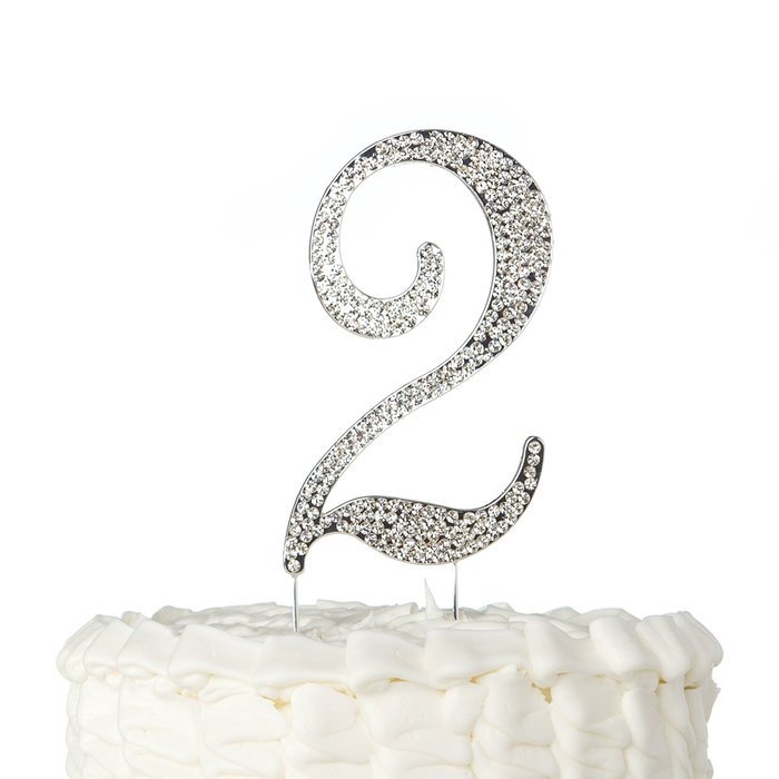 Number 7 Cake Topper, Birthday or Anniversary Party Decoration, Rhinestone Metal Top (7) N5