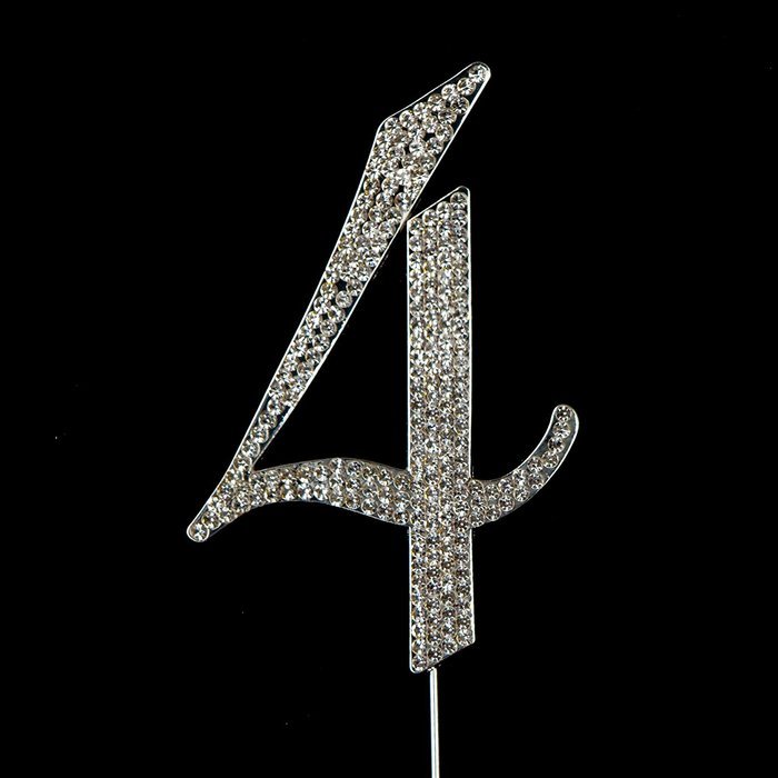 Number 7 Cake Topper, Birthday or Anniversary Party Decoration, Rhinestone Metal Top (7) N6