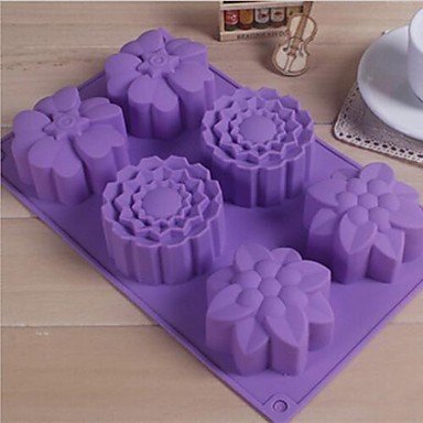 Sher 6 Lattices 3 Different Flower Styling Cake Dessert Soap Mold,Silicone 28&iexcl;&Aacute;17.3&iexcl;&Aacute;3.5 CM(11&iexcl;&Aacute;6.8&iexcl;&Aacute;1.4 INCH)