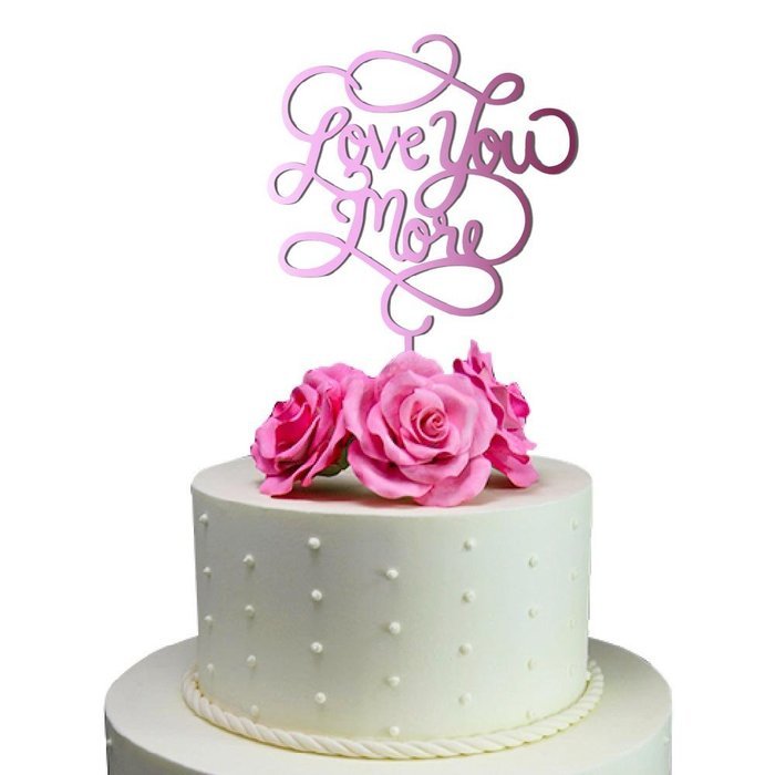 Sugar Yeti Made In USA Wedding Cake Topper Love You More #24 Gold Mirror N6