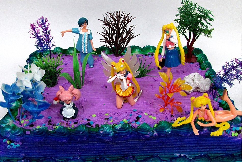 10 Piece SAILOR MOON Themed Birthday Cake Topper Set Featuring Sailor Moon and Friends Characters and Decorative... N7