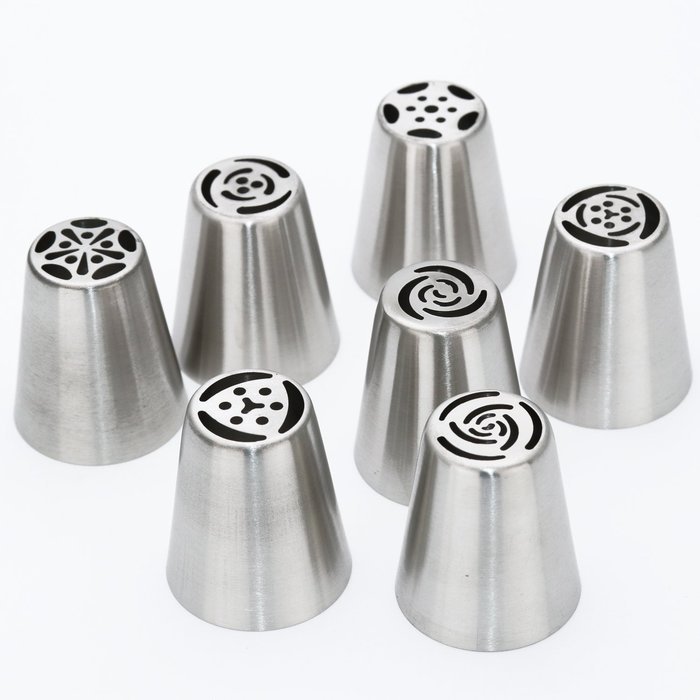 7-Piece Kitchen Stainless Steel Cake Decorating Russian Piping Tips Set N2