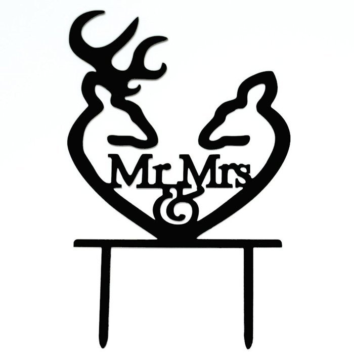 Ecape Creative Mr and Mrs Personalized Wedding Cake Toppers Deer Cake Topper for Special Events N24
