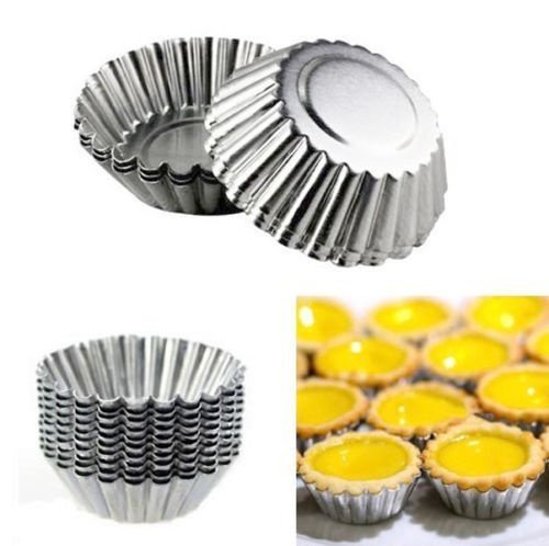 Puraid(TM) 100pcs/sets Egg Tart Aluminum Cupcake Cake Cookie Decorating Mold Liner Cup Mould Muffin Round Baking...