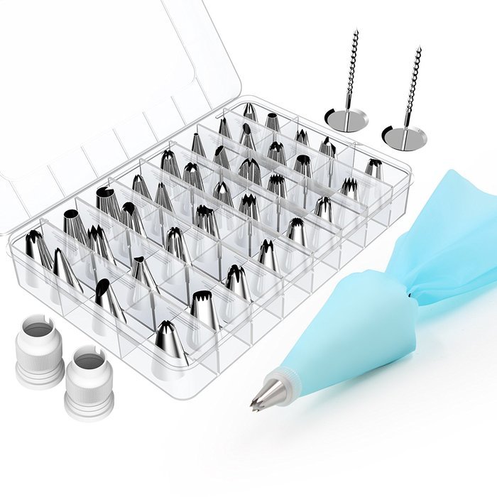 Kootek 42 Pieces Cake Decorating Supplies Kit Tips Stainless Steel Icing Tip Set Tools with 2 Silicone Pastry... N6