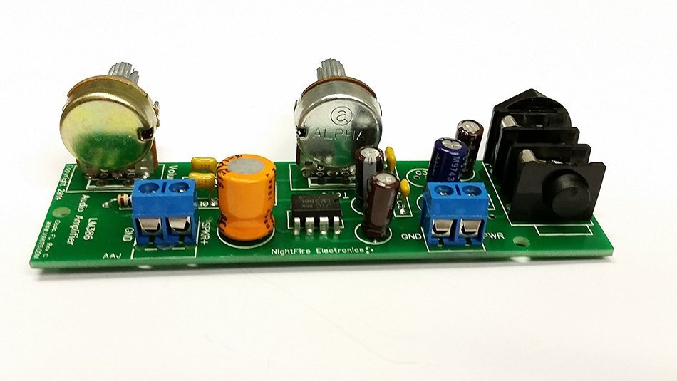 LM386 Audio Amplifier (1/4" headphone jack IN / 2 pin Out)