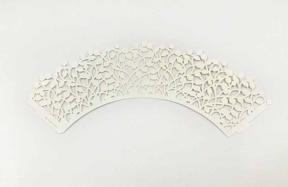 HUAL Cupcake Wrappers 50 Filigree Artistic Bake Cake Paper Cups Small leaves Lace Laser Cut Liner Baking Cup Muffin...