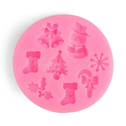 Anyana1 pcs Silicone Fondant Cake Mould DIY Decorating Tools Round Silicone Pink Christmas Style Snowman Christmas... N9
