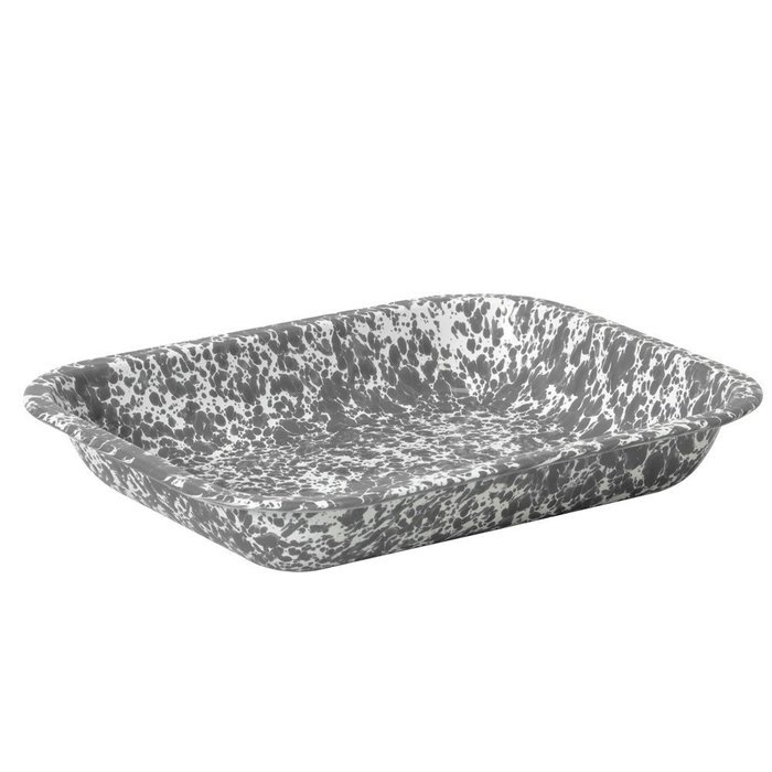 Enamelware Small Roasting Pan - Red Marble N3