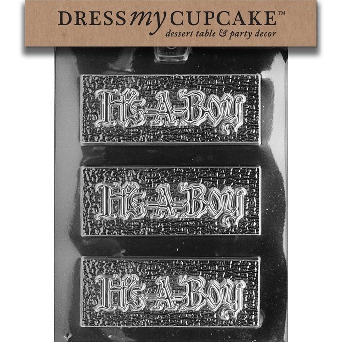 Dress My Cupcake DMCB013 Chocolate Candy Mold, It's a Boy Bar, Baby Shower