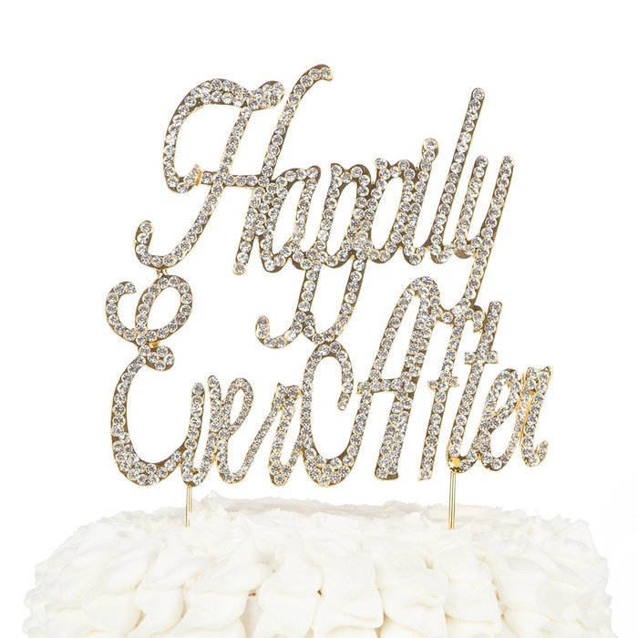 Happily Ever After Wedding Cake Topper, Gold Fairytale Princess Decoration (Happily Ever After - Gold) N33