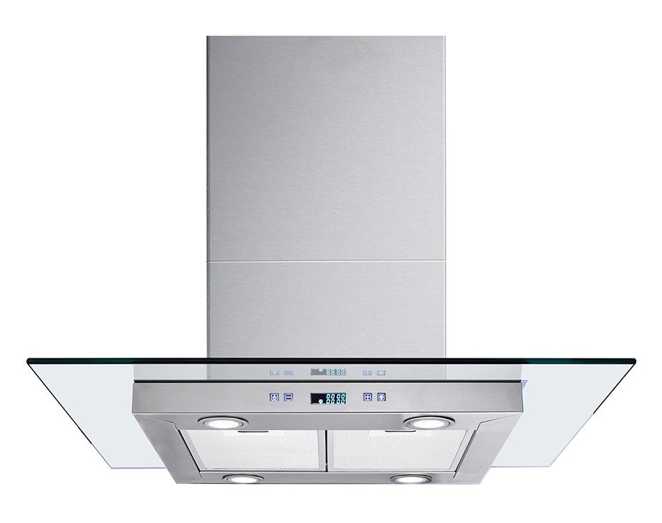 30"-inch Island-mounted Stainless Steel Glass Range Hood