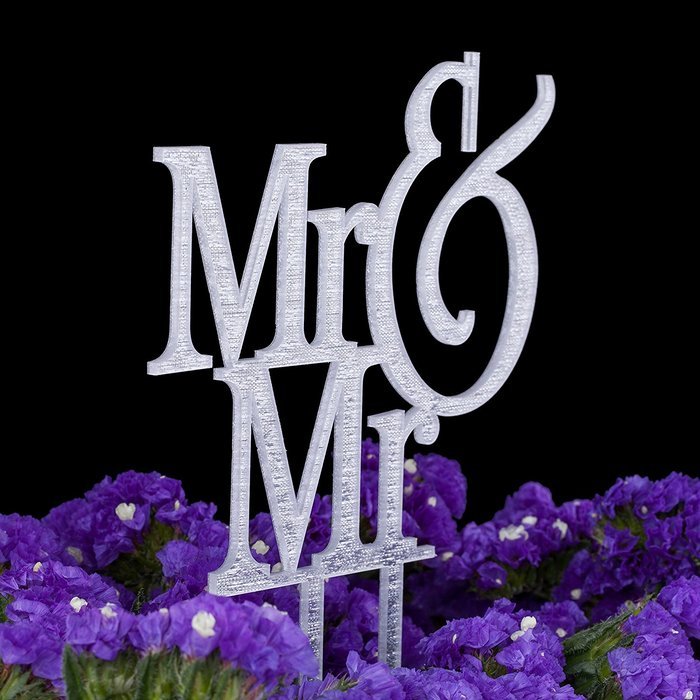 LOVENJOY with Gift Box Mr and Mr Same Sex Gay Monogram Wedding Cake Topper Black (5.3-inch) N16