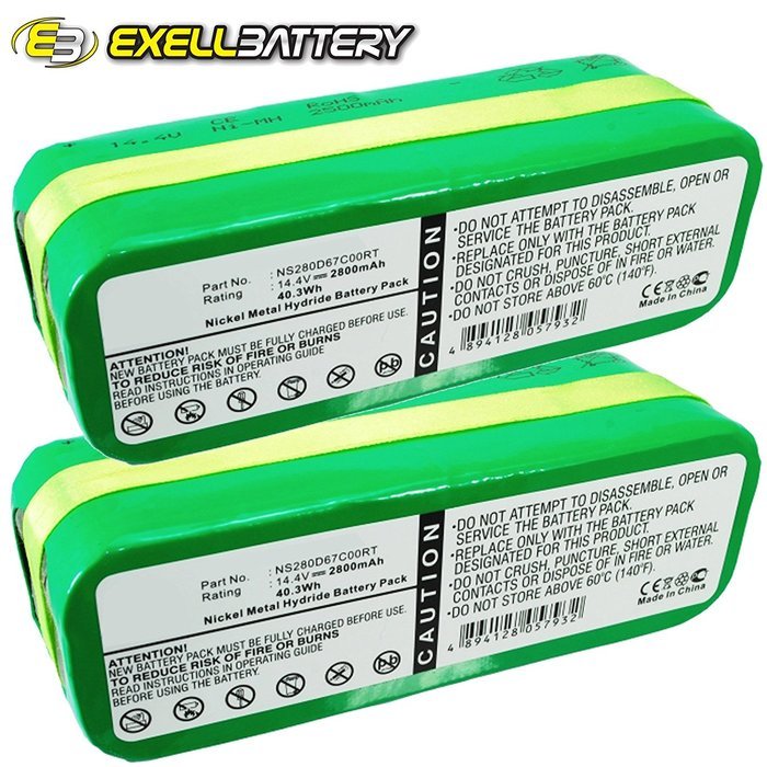 2x Exell 14.4V Battery Fits AGAIT INFINUVO CleanMate Robotic Vacuum Cleaners