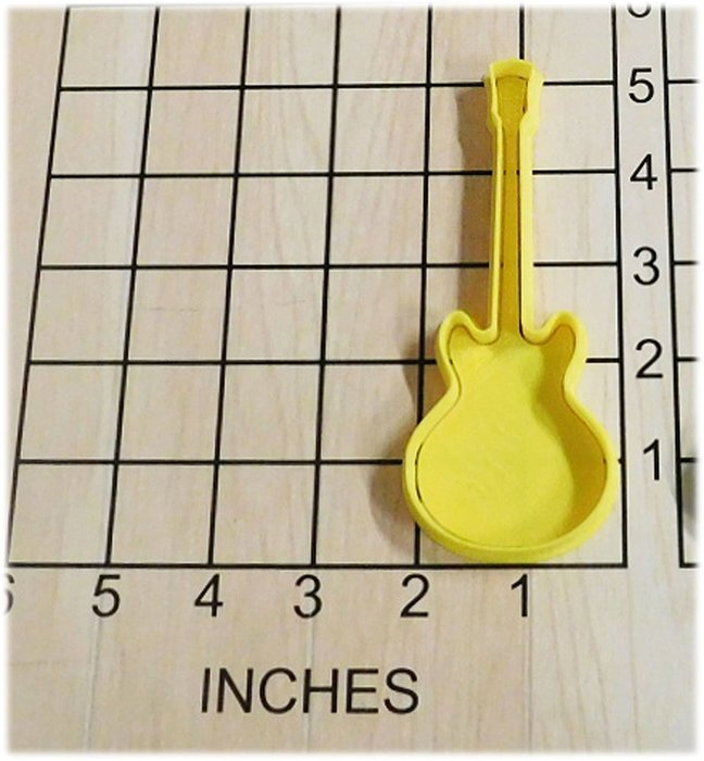 Gibson Hollow Body Electric Guitar Shaped Fondant Cookie Cutter and Stamp #1036
