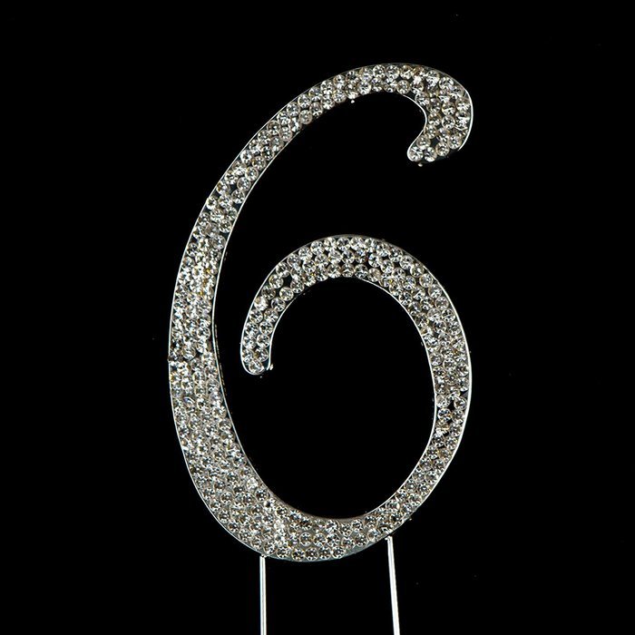 Number 7 Cake Topper, Birthday or Anniversary Party Decoration, Rhinestone Metal Top (7) N9