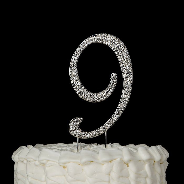 Number 7 Cake Topper, Birthday or Anniversary Party Decoration, Rhinestone Metal Top (7) N12