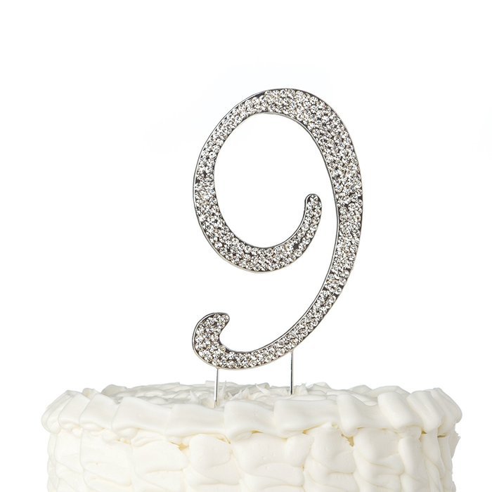 Number 7 Cake Topper, Birthday or Anniversary Party Decoration, Rhinestone Metal Top (7) N13