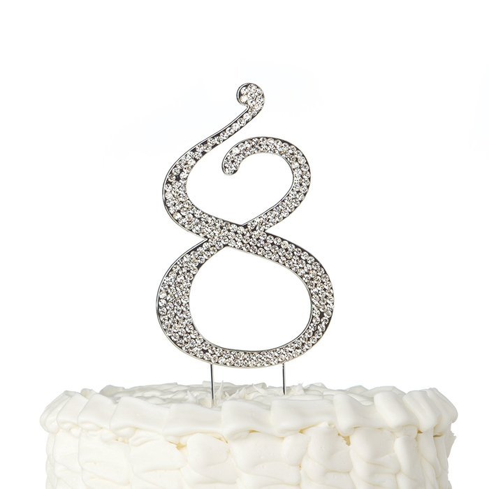 Number 7 Cake Topper, Birthday or Anniversary Party Decoration, Rhinestone Metal Top (7) N14
