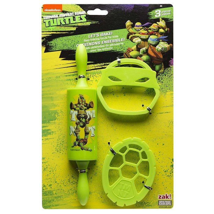 Zak Designs TNTR-S100 Ninja Turtles 3 Piece Kids Baking Set for Cookies, Decorated