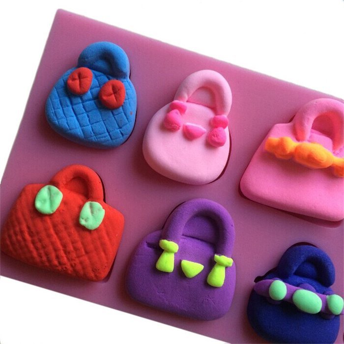 FLY Many Shapes Of Handbag 3D Silicone Cake Molds Cooking Bakware Tools,Pink N2