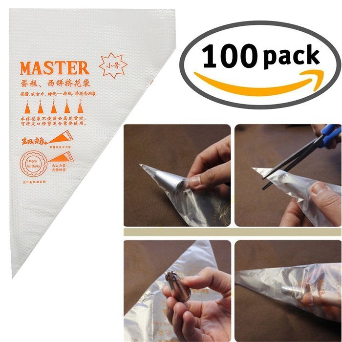 Full Model Russian Piping Tips Set 63 Nozzles + 100 Pastry Bags + 2 Tri-Color Coupler + 2 Tip Brush + 100 Disposable... N8