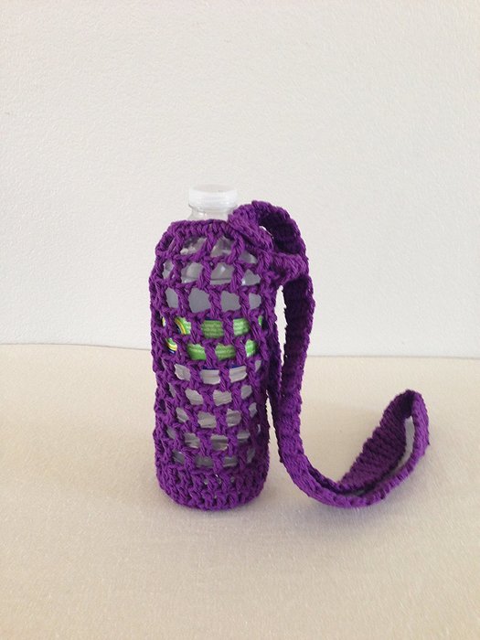 Crochet water bottle carrier, crochet bottle holder in purple N6