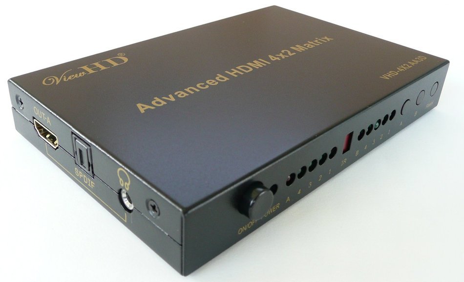 ViewHD Premium HDMI 4x2 Matrix v1.3 for HD 1080P with SPDIF Digital Surround or HiFi Stereo Audio Output (Compact... N7