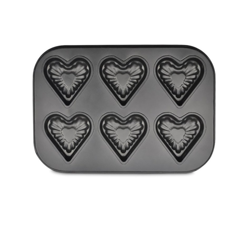 Fluted 6-Cavity Non-Stick Pan, Heart Shape