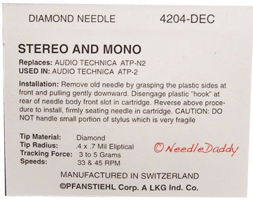 NEW NEEDLE FOR AUDIO TECHNICA ATP-N1 N2 ATP- N3 ATP1 ATX COMPASS 204-DEC 204-DET N5