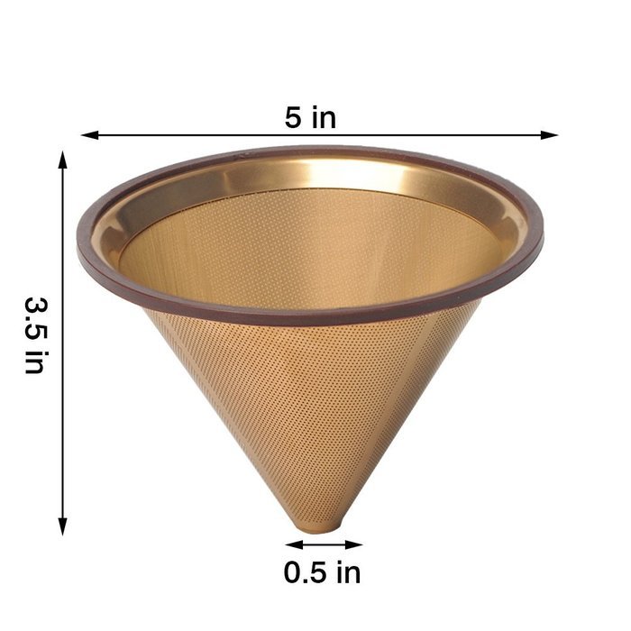 Titanium Coated Gold Coffee Dripper Premium 18/10 Stainless Steel Pour Over Cone Coffee Filter Permanent Reusable... N2